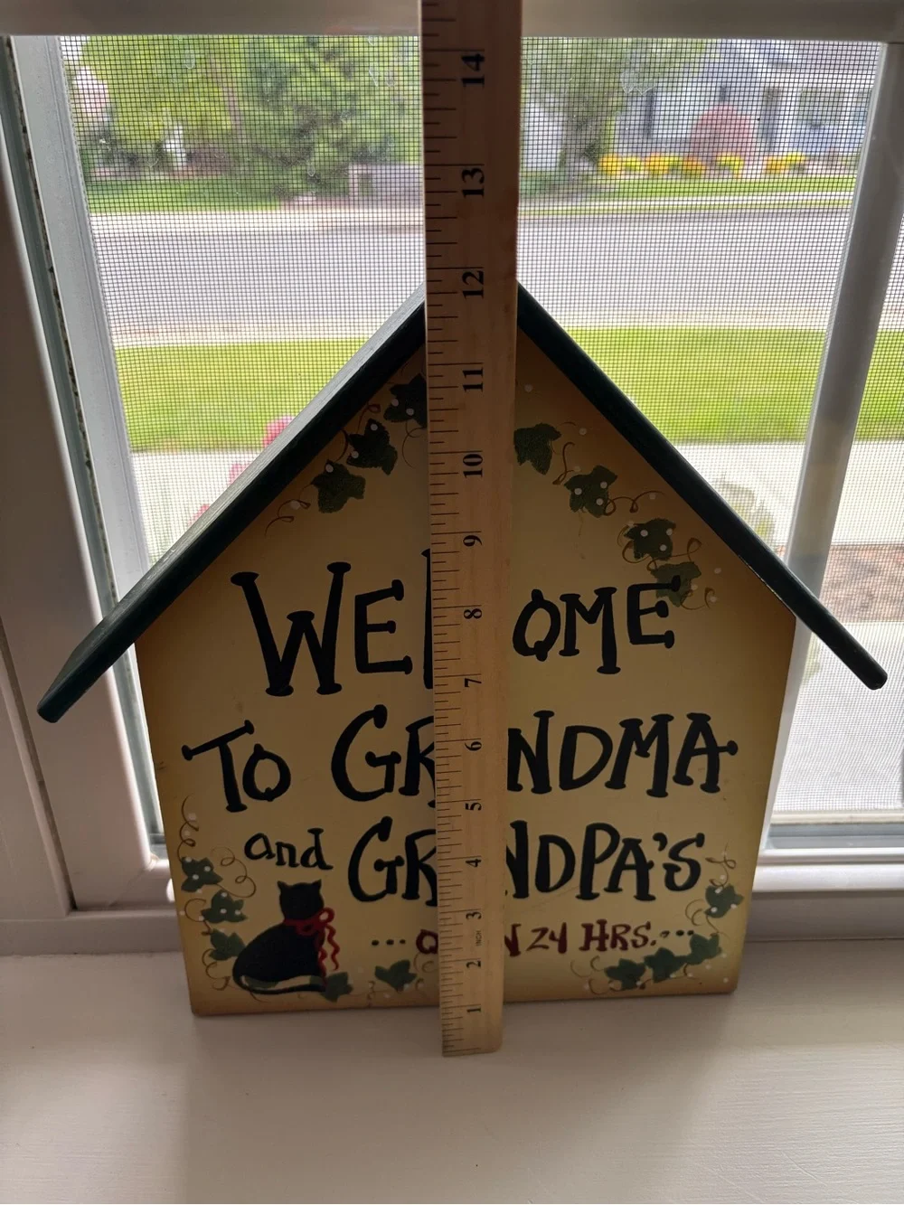 Welcome to Grandma and Grandpa's Decorative House Sign Yellow Green Wood